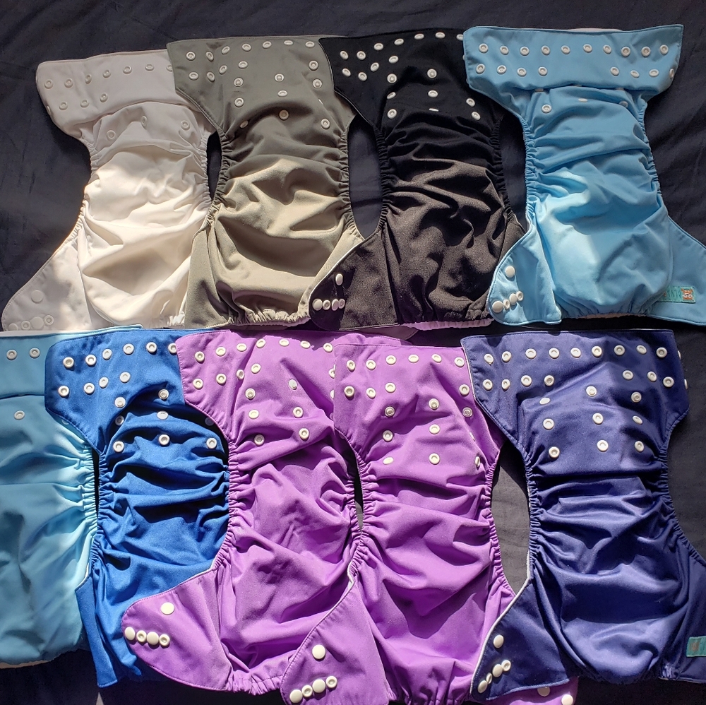 AlvaBaby Cloth Diapers: 9 Qty. Adjustable size with snaps fits newborn to 3yrs